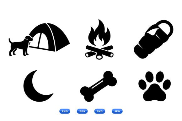 Camping Dog Icon Clipart Set Review