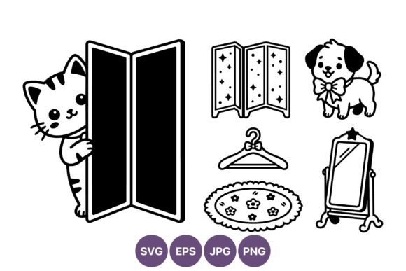 Cute Cat and Dog Black White Vector Review