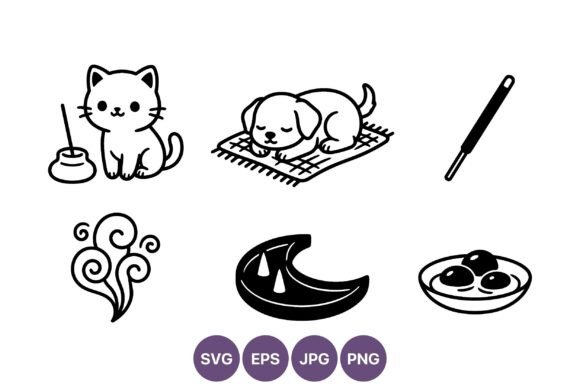Cute Cat Dog Moon Vector Art Review