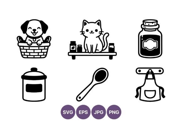 Cute Dog Basket Cat Shelf Line Art Review