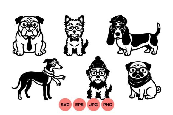 Cute Hipster Dog Silhouette Clipart Review