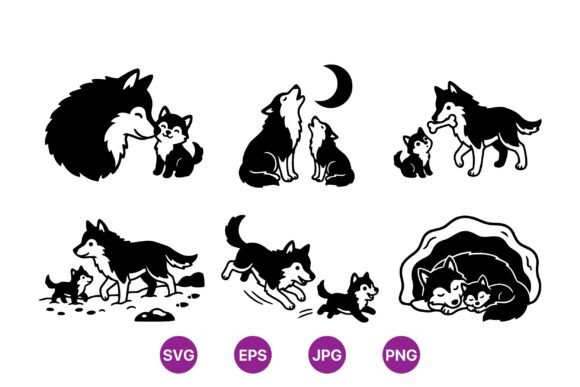 Cute Wolf Family Svg Clipart Review