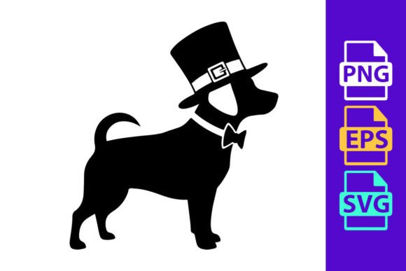 Dapper Dog in Top Hat and Bow Tie