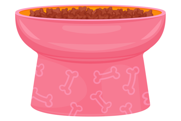 Dog Bowl with Dry Pet Food Cartoon Icon