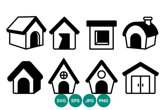 Dog House Black White Icon Set Review