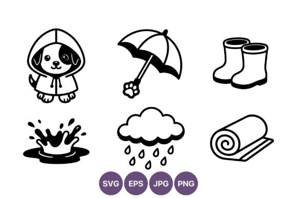 Dog in Raincoat Vector Art for Embroidery