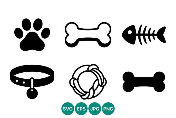 Dog Paw Bone Collar Fishbone Icons Review