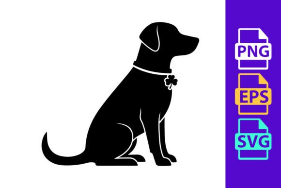 Dog with Clover Collar Silhouette
