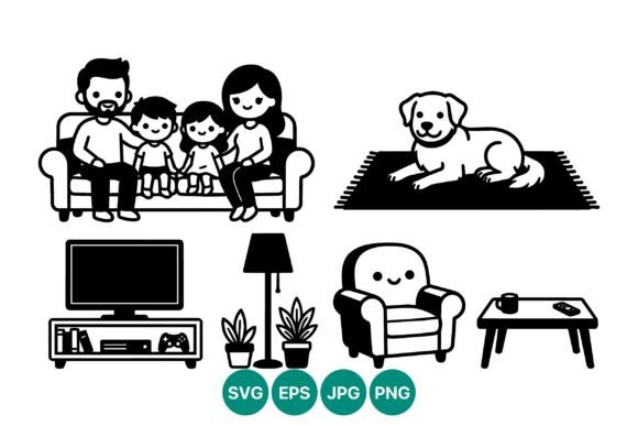 Family on Sofa with Dog and Living Room Embroidery Review