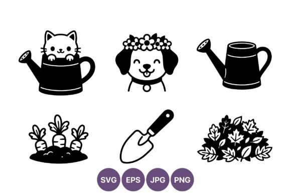 Gardening Black White Cute Cat Dog Icons Review