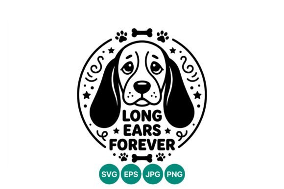 Long Ears Dog Black White Vector Review
