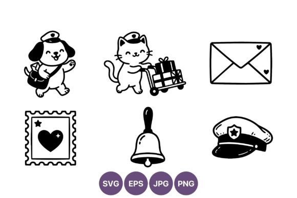 Mail Carrier Dog and Cat Cartoon Icons Review