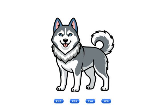 Playful Husky Dog Clipart Review for Embroidery Projects